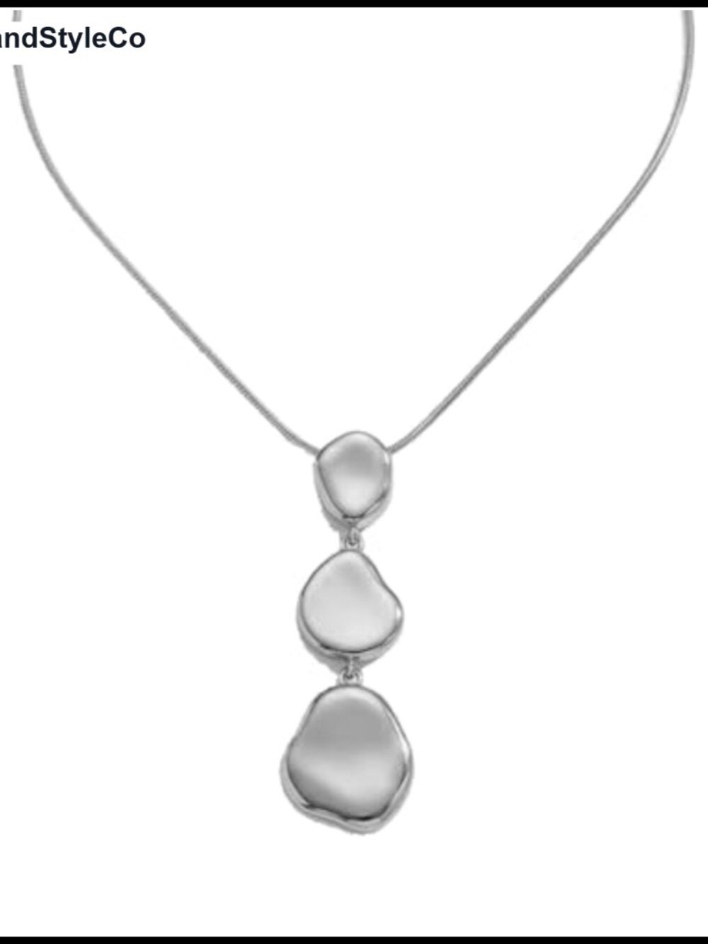Geometric Layered Oval Pebble Pendant Necklace Long Drop Women